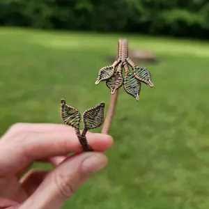 WirewrapMuse Copper Wirewrapped Bracelet - Minimalist Leaf Design