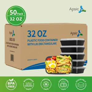 50 Set Meal Prep Containers - 16/24/32/oz  Reusable Take Out Food Storage Containers with Lids - Disposable Stackable Plastic To Go Lunch Boxes - BPA Free, Microwave/Dishwasher/Freezer Safe - Perfect for Christmas, Party, Gift, Kitchen