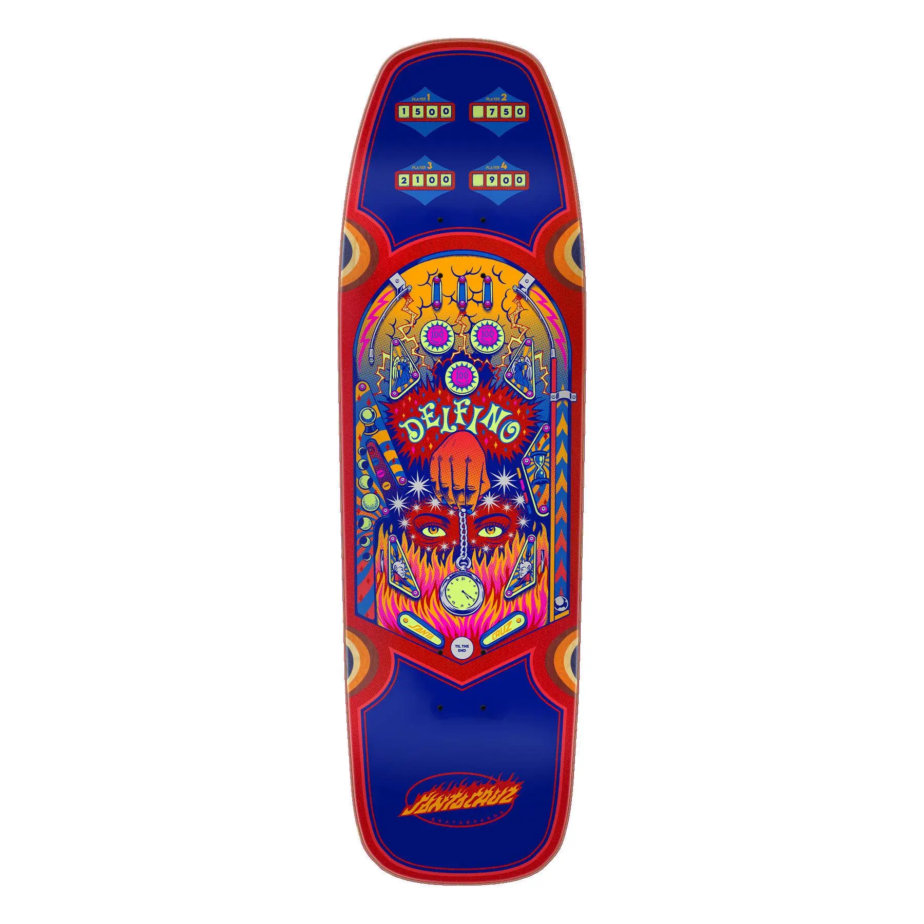 9.14in Fabiana Delfino Pinball Santa Cruz Shaped Skateboard Deck