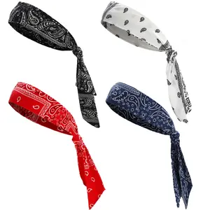 4Pcs/Set Tie Headbands for Men Women,Sports Bandana Hair Band,Camo Headbands,Elastic Sweat Wicking Karate Adjustable Non Slip Hairband for Yoga Workout Running,Christmas Gifts,Hand Tools Kits