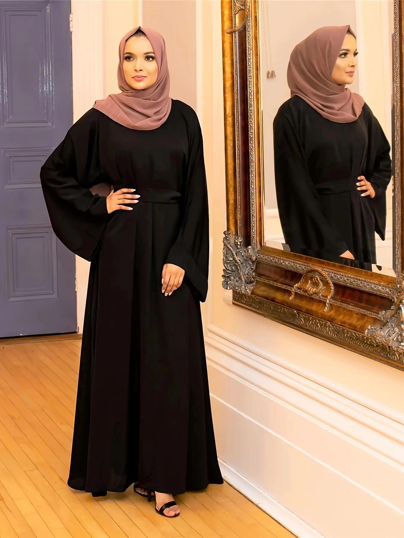 Women's Arabic Long Robe Dress, Plain Color Plus Size Muslim Clothing, Traditional Middle Eastern Style, Comfortable & Stylish Design Modest Style Dre
