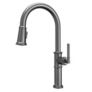 Brampton Gunmetal Grey Kitchen Faucet – 17.5" High Arc, Pull-Down Spray, 360° Swivel, 1.8 GPM, Lead-Free Brass, Modern Finish, Easy Install