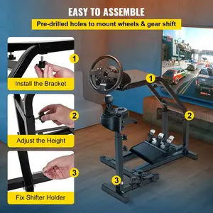 Sim Racing Wheel Stand Simulator Cockpit Wheel Stand Mount for G25 G27 G29 G920 Gaming Stand Height Adjustable Carbon Steel Holder for Logitech Fanatec Thrustmaster Wheels Console Controller Accessories