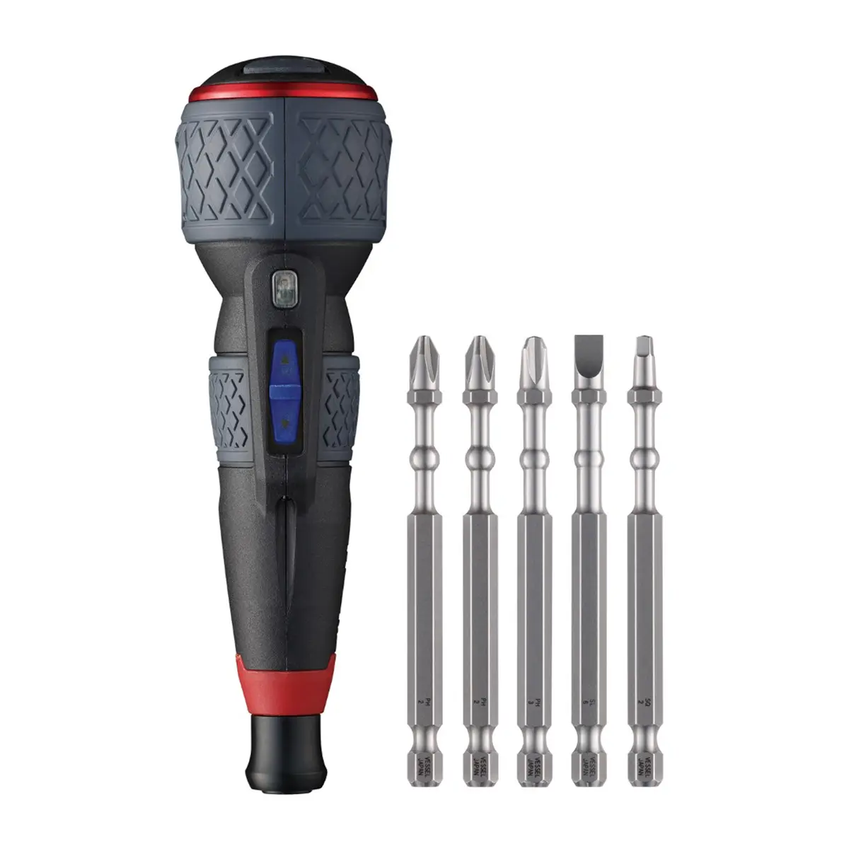 212 MAIN Ball Grip Handle Switchable Rechargeable Power Screwdriver, 5-Piece Bit Kit, 3 Adjustable Speed Modes, USB-C Charging, Hand Tool Accessory for Mechanics, Switchable Screwdriver