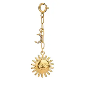 18K Gold Plating Stainless Steel Bikini Charm - Sun Design with Chain Attachment for Bikini Swimwear Jewelry