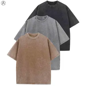 Arssm 3 Pack Oversized Tshirts for Men Gym Vintage Heavyweight T Shirts Cotton Workout Acid Wash Baggy Tees