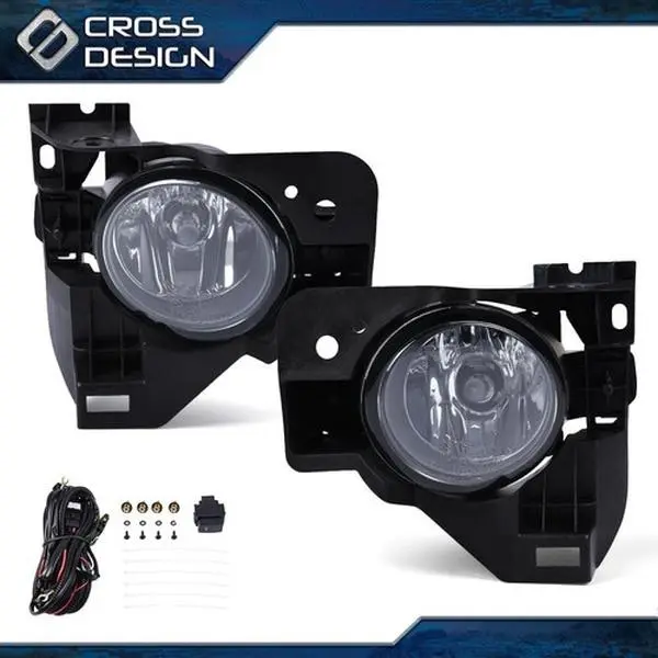 CROSSDESIGN Fit For 2009-2014 Nissan Maxima Left & Right Clear Driving Fog Lights W/ Bulbs