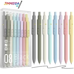 Jimmidda 8 Count Morandi Aesthetic Gel Pens with Fidget Toy Ball, 0.7mm Medium Tip Black Ink Pens, No Bleed Quick Drying Smooth Writing Pen, Ergonomic Grip for Student Teacher Office Daily Use