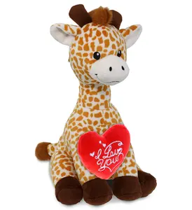 DOLLIBU 10" Stuffed Giraffe Plush Toy - Soft Cuddly Gift, Adorned with a Red "I Love You" Heart