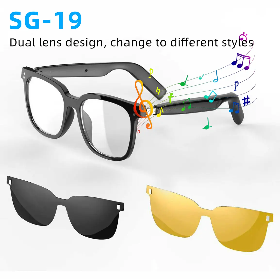 DVKIX Adjustable Smart Audio Sunglasses - Bluetooth Wearable, Blue Light Blocking, UV Protection, Waterproof, Music Playback, Call Function, Outdoor/Office Use, Android/iOS Compatible, Father's Day Gift