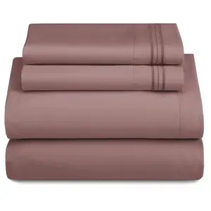 Lux Decor 4 Pieces Solid Bedsheets - 1800 Series Stylish Comfy Bedding Sheet Set - Hotel Luxury Skin Friendly Cooling Sheets & Embroidered Pillowcases Without Filler