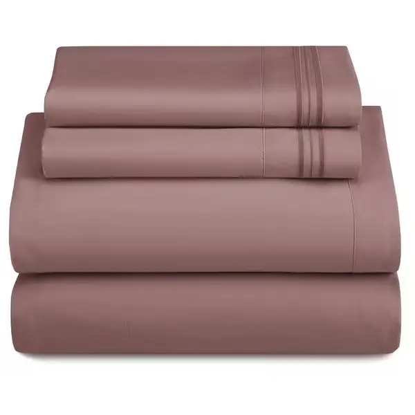 Lux Decor 4 Pieces Solid Bedsheets - 1800 Series Stylish Comfy Bedding Sheet Set - Hotel Luxury Skin Friendly Cooling Sheets & Embroidered Pillowcases Without Filler