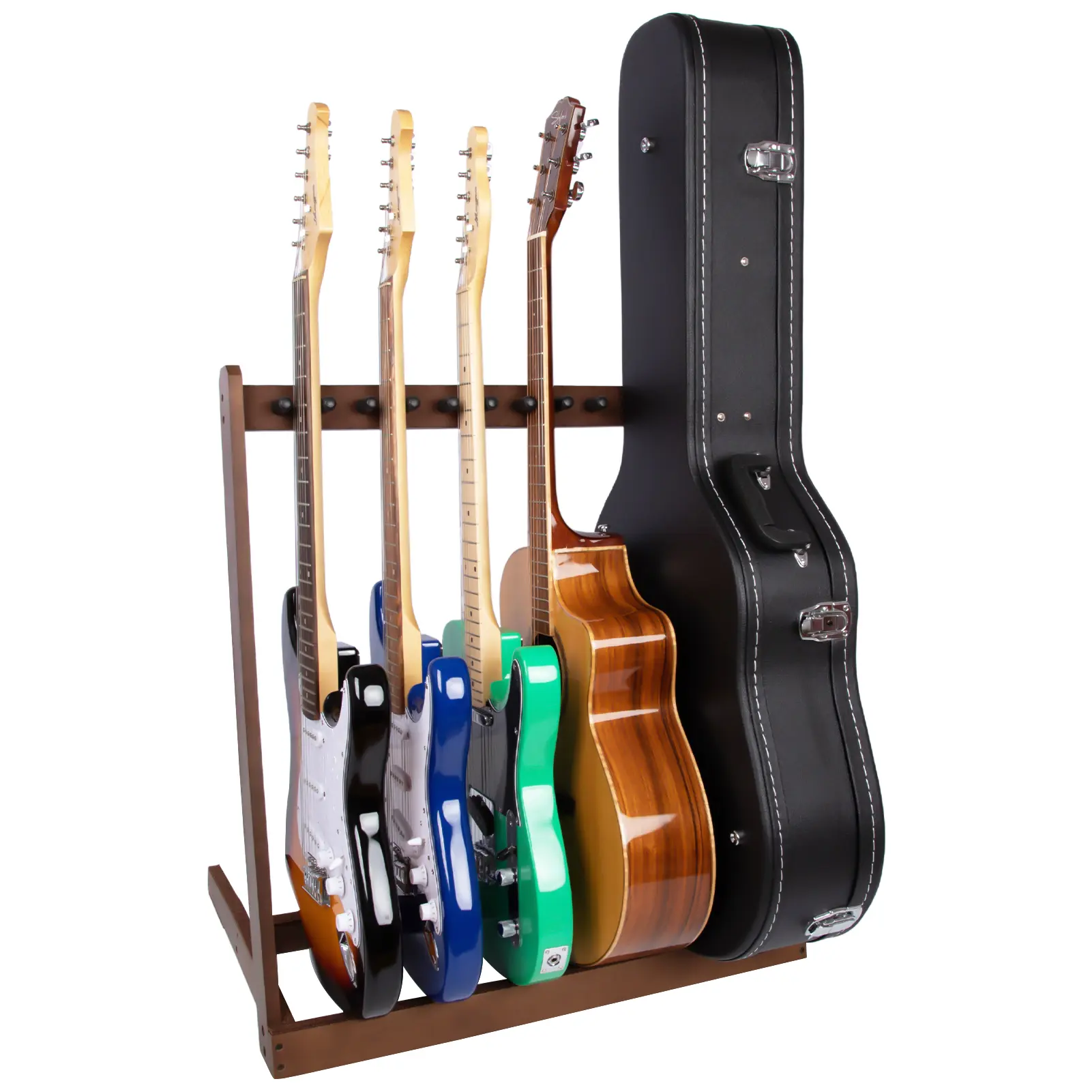 STRICH Guitar Stand for Multiple Guitars, Hardwood Guitar Rack for 6 Electric Guitar Bass, or 4 Acoustic Guitars, Padded Multi Guitars Display for Home, Studio, SMT-10 (6-Holder)