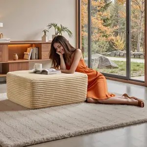 POUUIN 37" Boneless Square Memory Foam Ottoman Poof, Adjustable Indoor Furniture with Comfort Support, Modern Footrest for Living Room Couch/Sofa