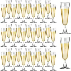 Plastic Champagne Flutes Disposable Champagne Glasses Clear Plastic Mimosa Glasses Wedding Cocktail Cups Bulk for Engagement Birthday Graduation Decorations Party Supplies