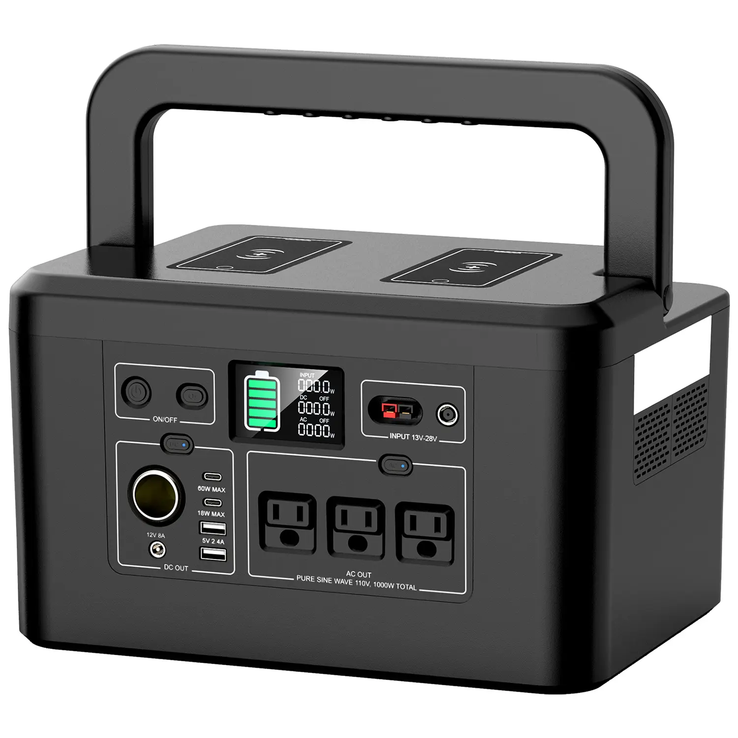 Lithium High-Capacity Solar-Powered Portable Power Bank - 800W 740Wh Reusable Rechargeable Battery Station, 110V AC Pure Sine Wave, 2 USB Ports, LED Lights, Outdoor Emergency Backup for Camping, On the Road, Everyday Carry Pack My Bag Essential