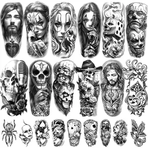 77 Sheets Chicano Temporary Tattoos Adult Large Cholo Chola Chicano Gangster Joker Tattoos, Clown Prisoner Fake Tattoos Sleeve, Rapper Tattoos Stickers for Men Women Teens