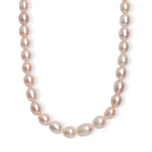 Peach Freshwater Pearl Necklace in 18K Vermeil Yellow Gold Sterling Silver 18 Inches Christmas Gifts