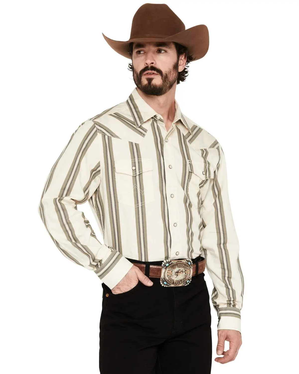 Wrangler Men's Retro Men'S Premium Striped Long Sleeve Snap Western Shirt - 112381538-Tll