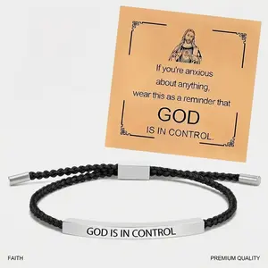 Inspire Bracelet "GOD IS IN CONTROL"-Premium Artistic Engraving ,Stainless Steel ,Adjustable Up to 10 in,Meaningful ＆Visually Appealing Jewelry ,Perfect Mother's Day Gift