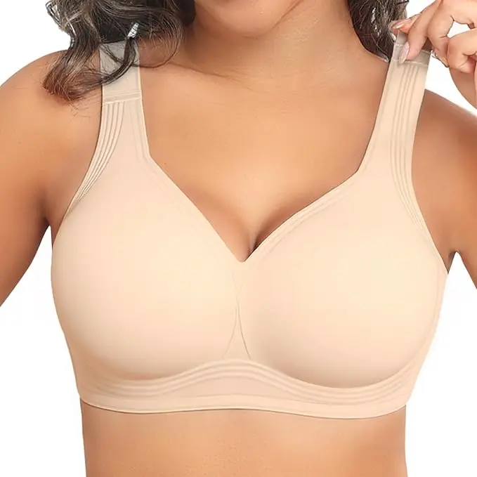 PoseFree Jelly Bras for Women No Underwire, Supportive Wireless Comfort Bra, Full Coverage Back Smoothing Bra