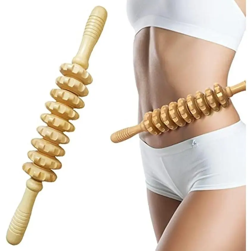 Manual Wooden Massage Roller, Muscle Release Roller, Relief Roller, Lymphatic Drainage Tool, Manual Massage Tool for Fascia and Cellulite, Body Care Tool, Relaxation Aid, Gift for Women, Fascia Release Tools, Muscle Roller Stick