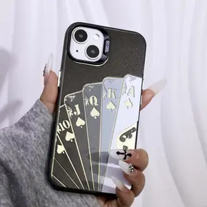 Compatible with 17, 16, 15, 14, 13, Pro Max Plus models. Features a playing card pattern design with a matte finish and anti- shock and scratch-resistant functionality. A must-have accessory for fashion-conscious men and women.IPhone 16 case/15 promaxcase