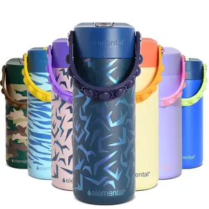 Elemental Core Pop 18 oz Water Bottle with Pop-It Handle & Straw Lid Leak-Proof Stainless Steel 24Hr Cold Insulation Dishwasher Safe for School Travel Sports