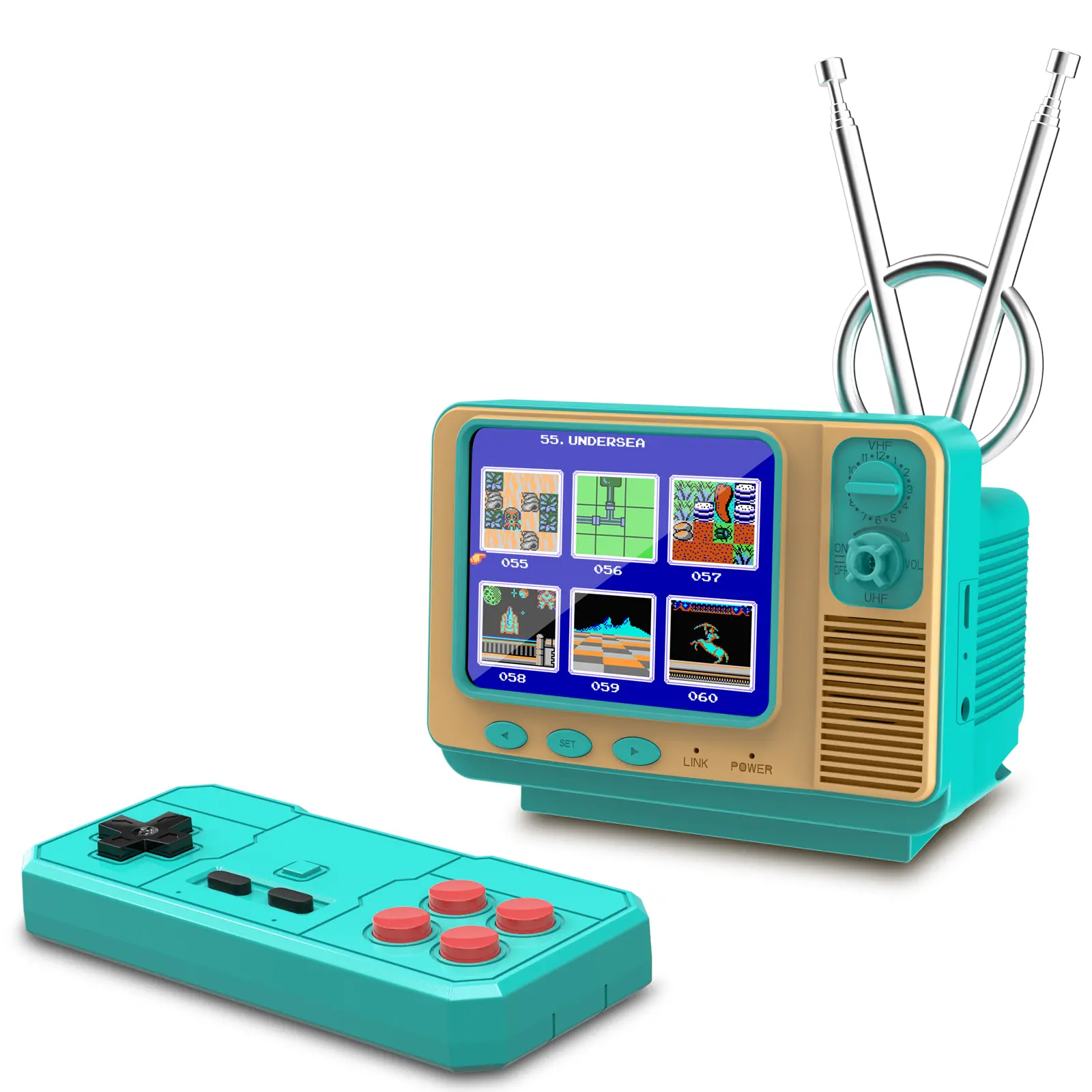 GV300S Mini TV Game Console 168 Games 3 Inch Screen Portable Gaming System for Kids & Gamers Blue Retro Video Games Player with TV Output & 2 Players Mode Xmas Gift