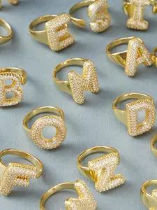 Ellie Cz Initial Ring daughter wife gift