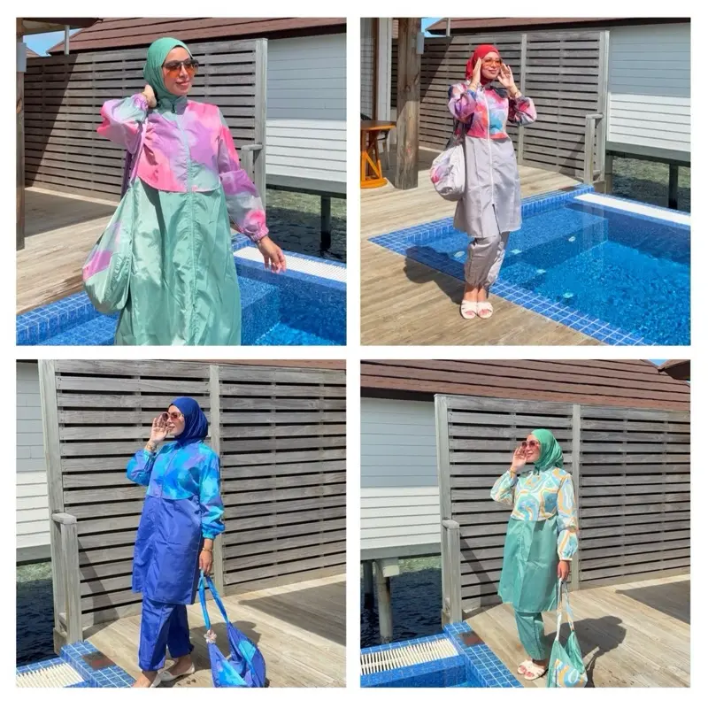4-Piece Modest Burkini Swimsuit Set for Women – Waterproof – Tunic, Pants, Hijab & Matching Bag
