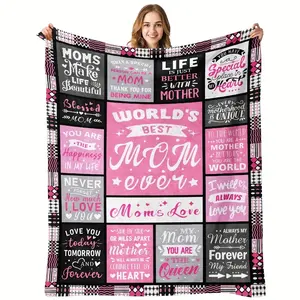 Best Mom Ever Sentimental Flannel Blanket 280gsm Lightweight Warm Throw Unique Checkered Decor For Indoor Relax Mothers Day Birthday Presents For Women bath Silk Satin Fitted Bed Sheet Set
