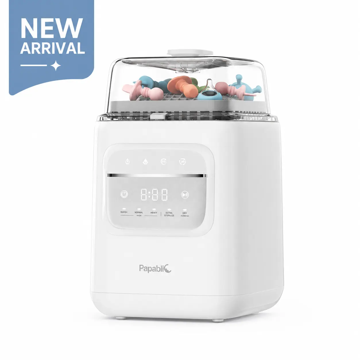 2026 New Papablic Baby Bottle Washer Sterilizer and Dryer All in One Bottle Cleaner for Bottles, Pump Parts & Baby Essentials, Holds 8 Bottles - Time-Saving & Effortless Care#sohochic, Auto Heat,familyfun
