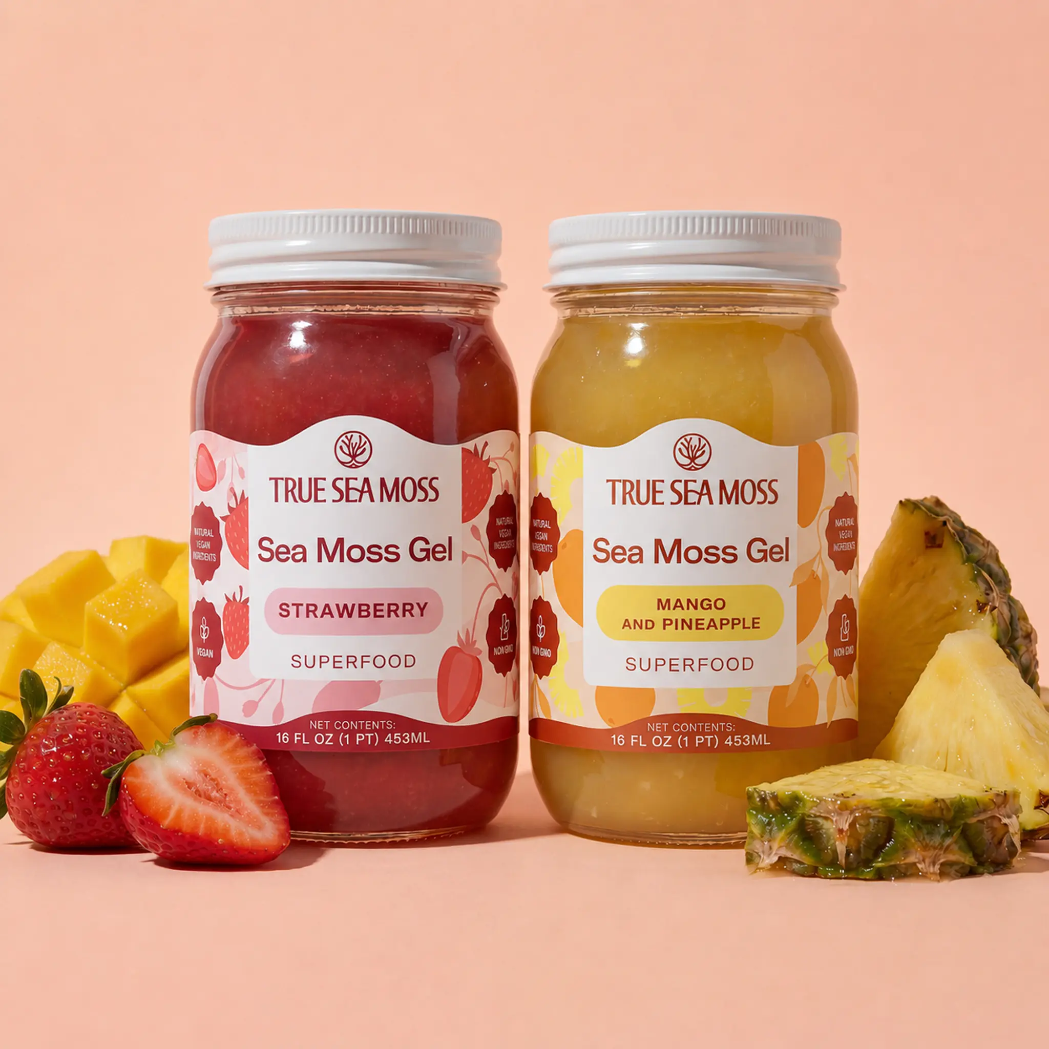True Sea Moss Gel 2-Jar Bundle: Mango-Pineapple & Strawberry – Rich in Essential Minerals & Vitamins – supports overall vitality True Sea Moss Gel 2-Jar Bundle: Mango-Pineapple & Strawberry – Rich in Essential Minerals & Vitamins – supports overall vitality