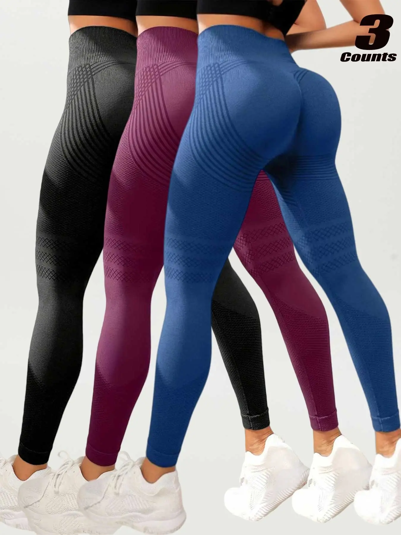 Women's High Waisted Butt Lifting Yoga Pants, Sporty Tight Fit Long Leggings, Shaping Leggings, Professional Fitness Sharkskin Pants, Multi-Pack, Gym Sportswear Bottoms, Women Workout Clothes, Stretchy High Waist