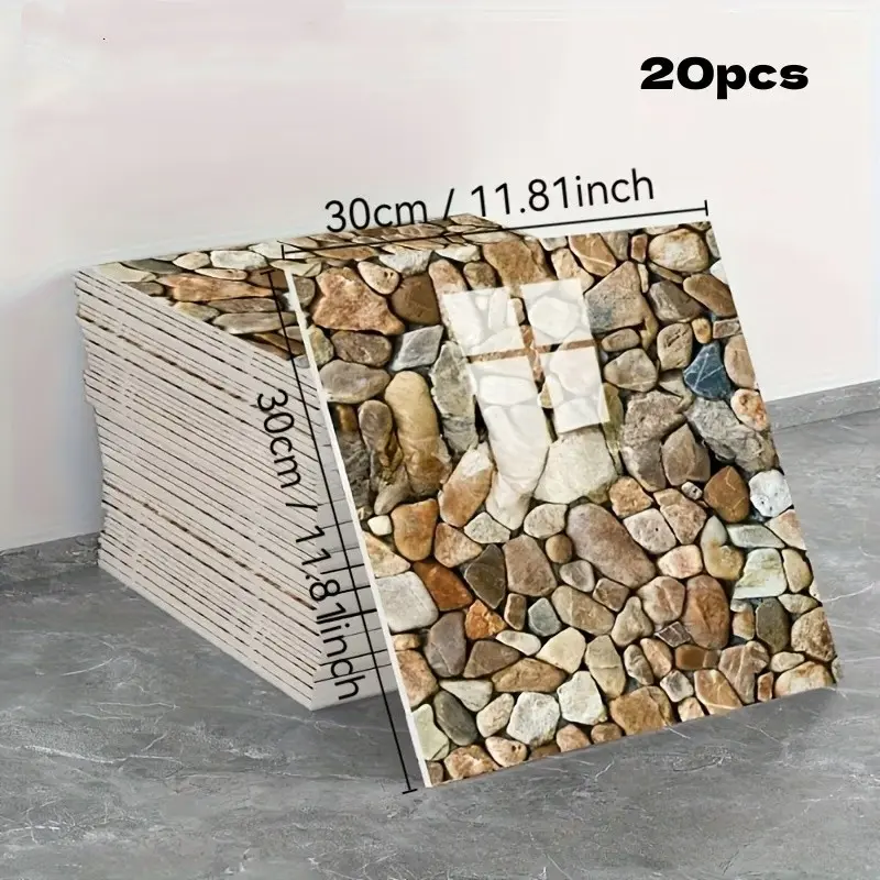 20-piece brick-and-stone self-adhesive wall paper, Bathroom Wallpaper Peel And Stick, No need for glue, easy to install, removable and easy to tear, suitable for kitchens, bathrooms, offices, living rooms | Real stone appear