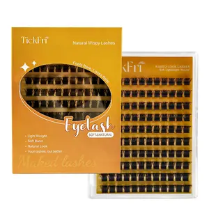 TickFri Lashes  Kit Soft Fluffy Long-Lasting Lashes  for Beginners Easy At-Home Application DIY Lash Clusters manhwa Self-Adhesive Natural Look Thin Band individual Waterproof Manga ONLY LASH Fairy (No Bond Seal Remover) spikes
