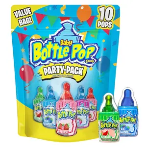 Baby Bottle Pop Candy Lollipops Variety Pack - 10 Ct Individually Wrapped Suckers with Powdered Dip, Sweet Snack for Kids Party Favors, Baby Shower