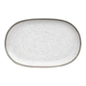 212 MAIN 16" Length Oval Gray & White Melamine Kiln Finish Platter - Dishwasher-Safe Kitchen & Tableware Essential (Model 6060377), Length 16"
