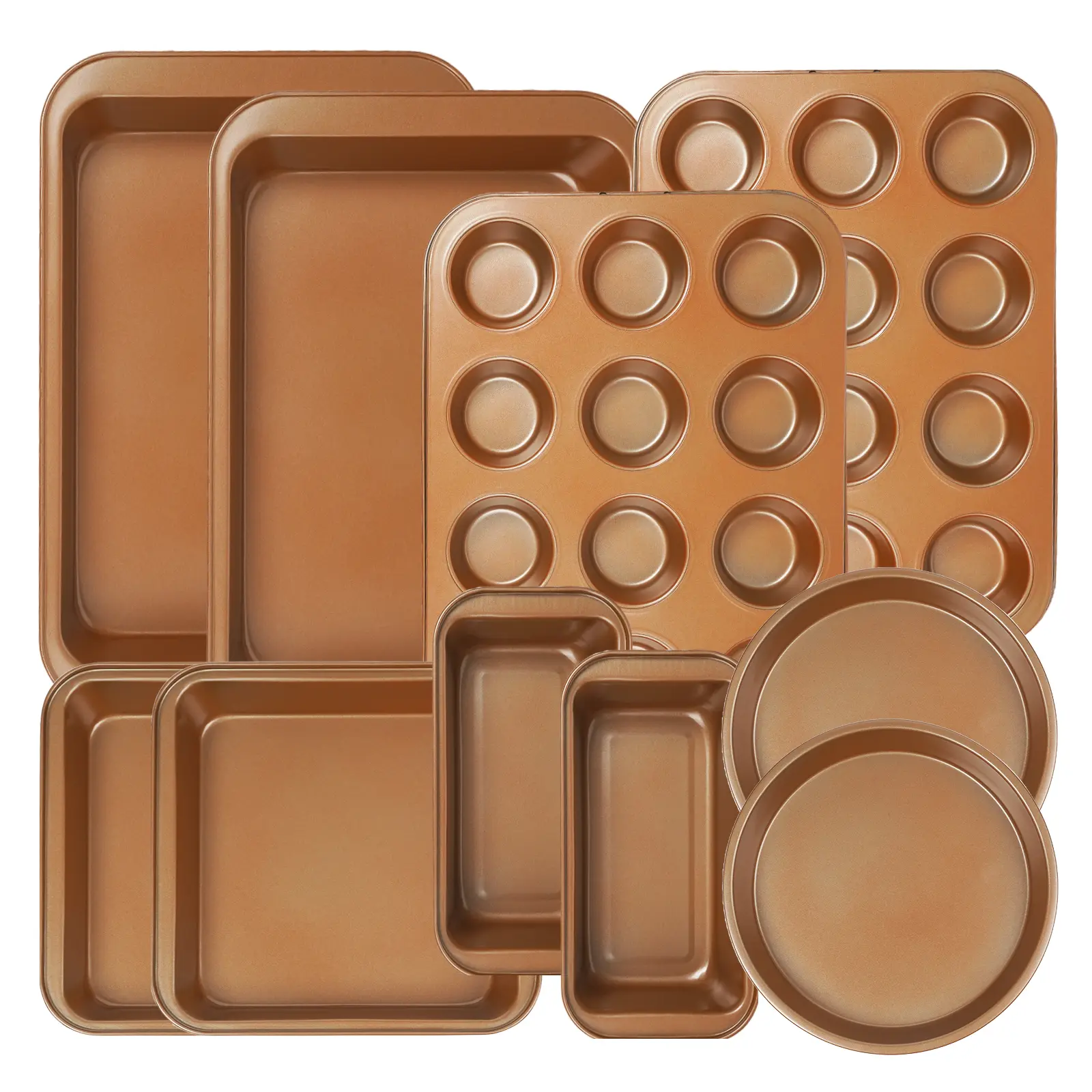 10-Piece Food-Grade Carbon Steel Nonstick Bakeware Set - Oven-Safe Baking Pans, Cookie Sheets, Baking Trays for Bakers, Kitchen Cooking Utensils, Food-Grade Baking Sets