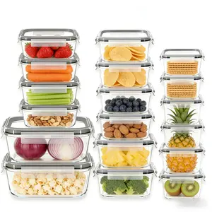 18 Pack Airtight Glass Food Storage Containers,Sturdy Meal Prep Jars for Office Lunch,Microwave Oven Freezer Dishwasher Safe,BPA Free