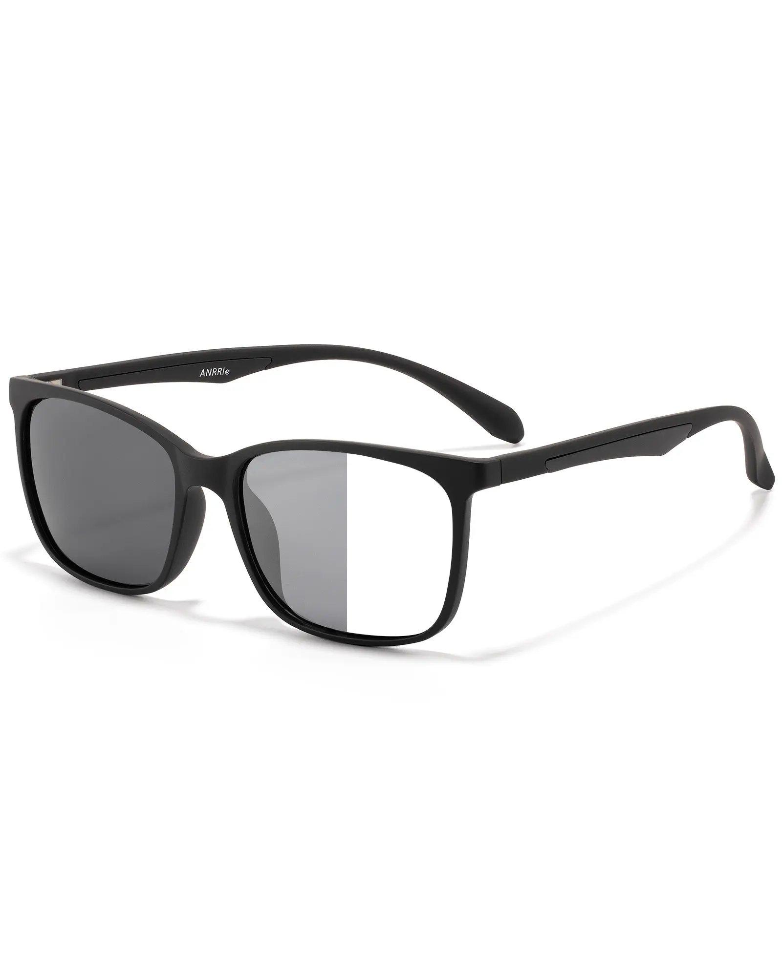 ANRRI Photochromic Sunglasses for Men Women, Ultralight TR90 Aerolite Square Frame, UV400 Protection Driving Sunglasses