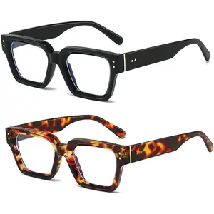 Fashion Square Glasses for Women Men Trendy Thick Frame  Eyeglasses Black Frame Clear Lens eyewear