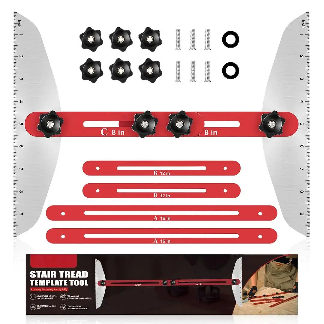 Stair Template Tool, Stair Measuring Tool, Stair Layout Tool, Easy To Use Drywall Cutting Tool, Hand Measuring Tool for Stair and Partition, Measuring Ruler, Measuring Instrument