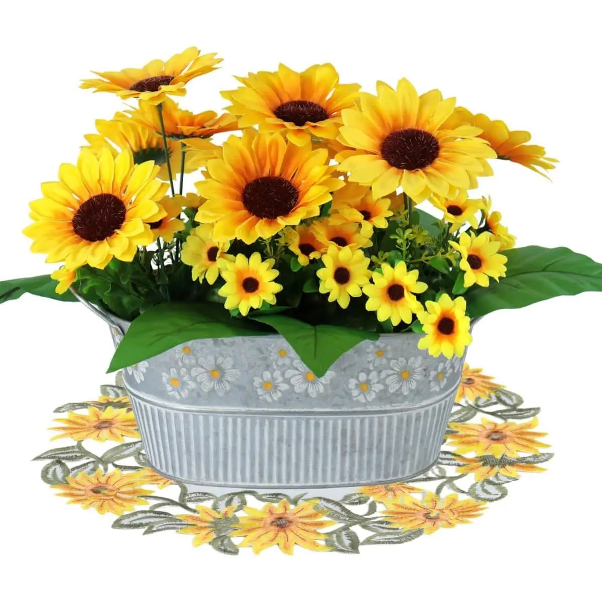 vensovo Sunflowers Artificial Flowers in Plant Pots - Fake Sunflower Pot Table Centerpieces, Faux Silk Sunflower Arrangement Farmhouse Decorations for Wedding, Party, Dining Room