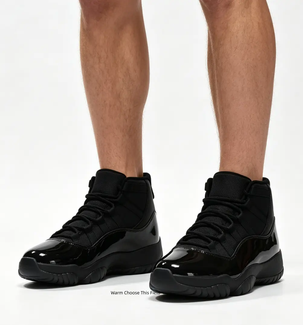 All Black Gloss Patent High Top Retro Basketball Sneakers For Men Classic Street Hip Hop Footwear Shiny Patent Leather Upper Vintage Urban Daily Casual Athletic Trainers