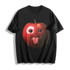 Funny Meme Apple T-Shirt Funny T-Shirt Soft Cotton Crew Neck Tee Summer Soft Unisex Stylish Fashion Casual Breathable Cotton T-Shirt Funny Apple Short Sleeve