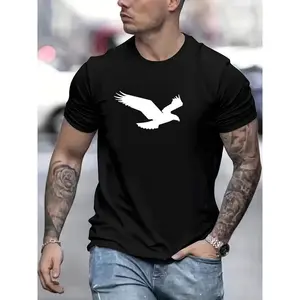 YD.S Print Cotton T-Shirt Eagle Pattern T-shirt Men's Casual Street Style Slightly Stretch Round Neck Tee Shirt For Summer Fall Soft / Breathable / Lightweight