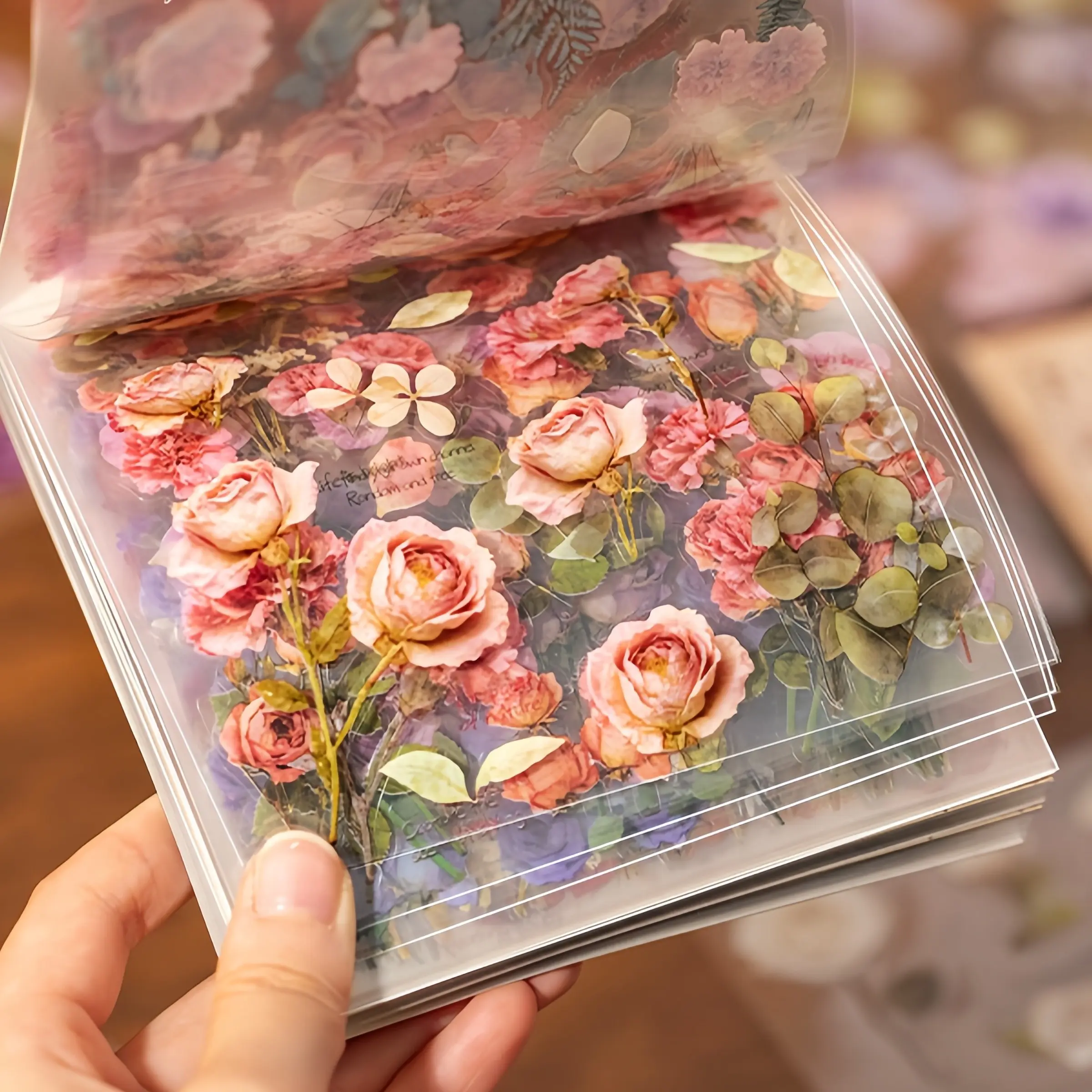 2PCS Floral Cut Film Sticker Book Set, 60 Romantic Vintage Waterproof DIY Stickers, Perfect for Daily Diary, Scrapbooking, Cutting and Decoration, Floral Pattern Sticker, DIY Sticker Paper, Scrapbook Materials