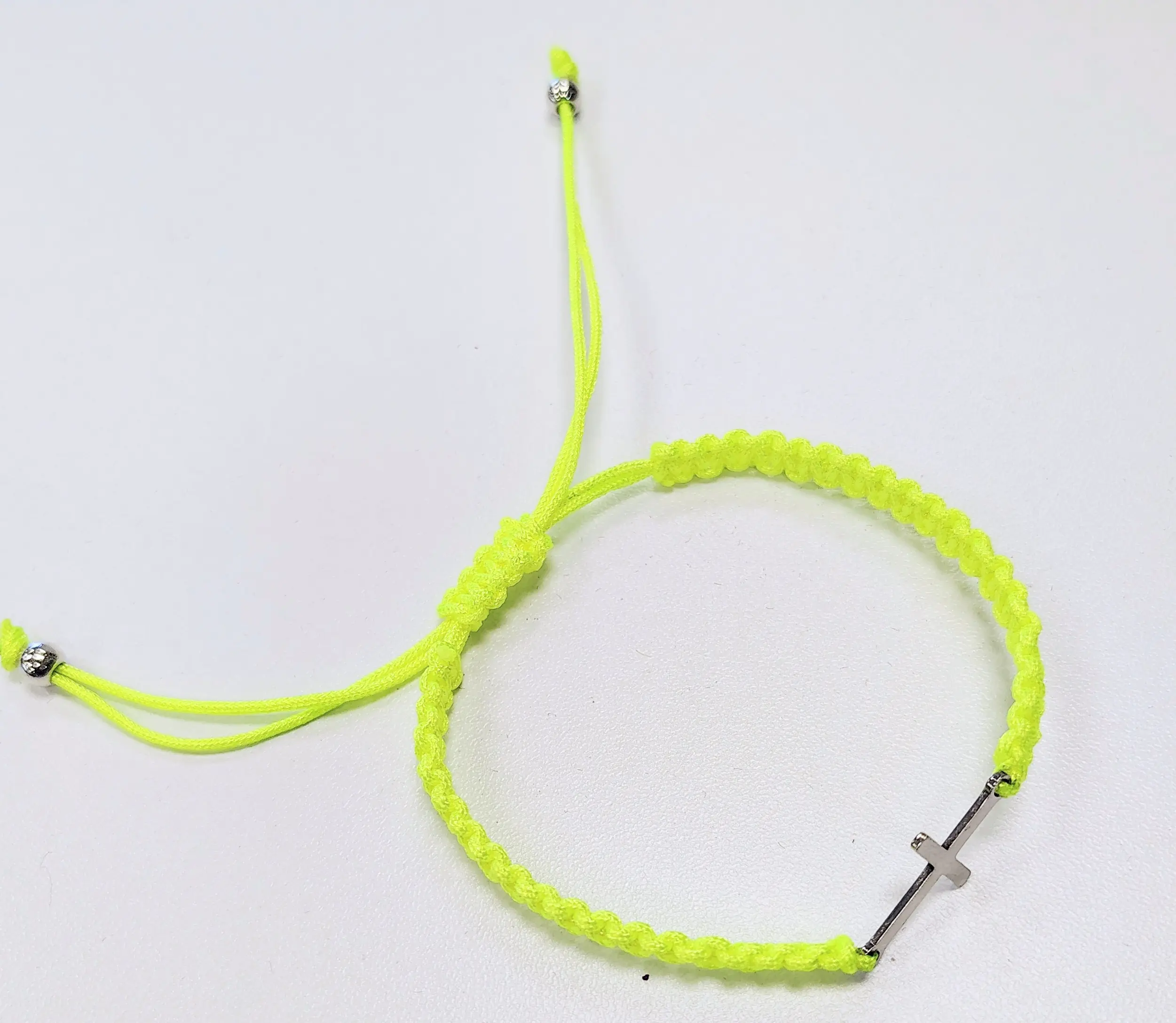 Lime green Paracord bracelet with cross